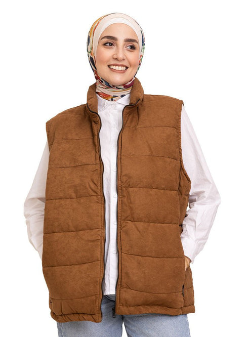 Coffee Velvet Vest - Design 1 - Khotwh
